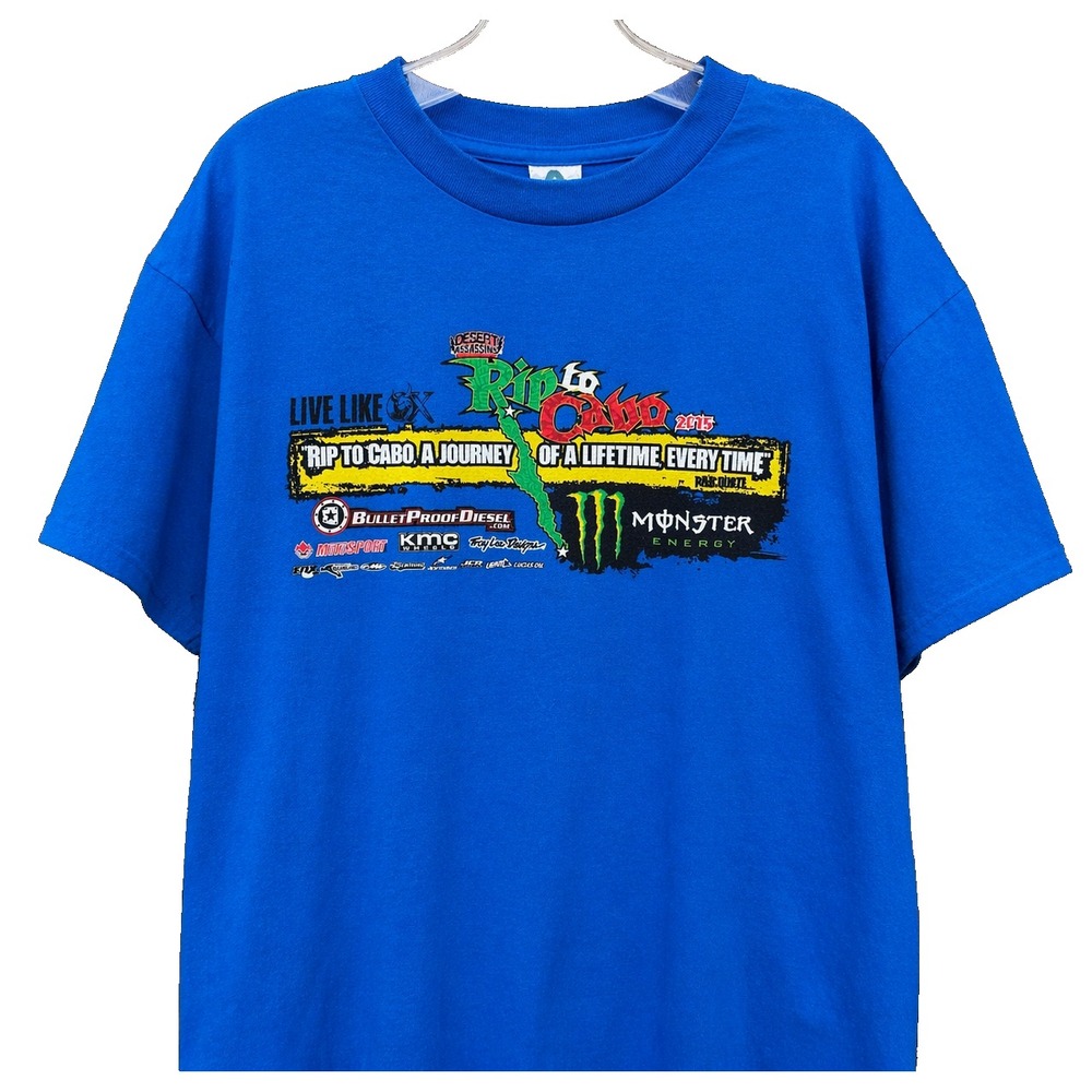 Monster Energy Rip to Cabo 2015 T Shirt Mens XL Blue Graphic Racing Alstyle Tee